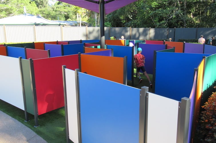 Colourful toddler maze at Amaze World.